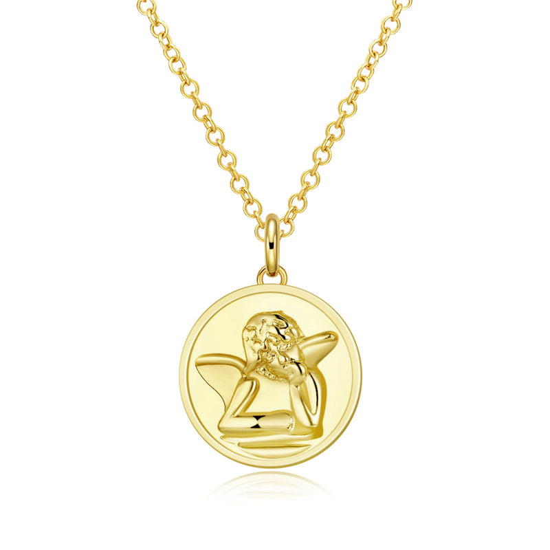 Circle Thinking Angel 18"-24" Adjustable Necklace in 18K Gold Plated, Necklace, Golden NYC Jewelry, Golden NYC Jewelry jewelryjewelry deals, swarovski crystal jewelry, groupon jewelry,, jewelry for mom,