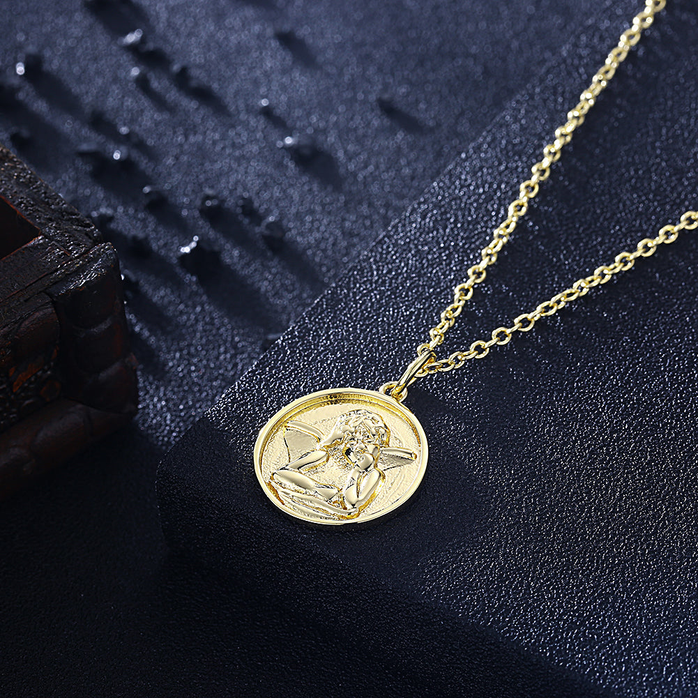 Circle Thinking Angel 18"-24" Adjustable Necklace in 18K Gold Plated, Necklace, Golden NYC Jewelry, Golden NYC Jewelry jewelryjewelry deals, swarovski crystal jewelry, groupon jewelry,, jewelry for mom,