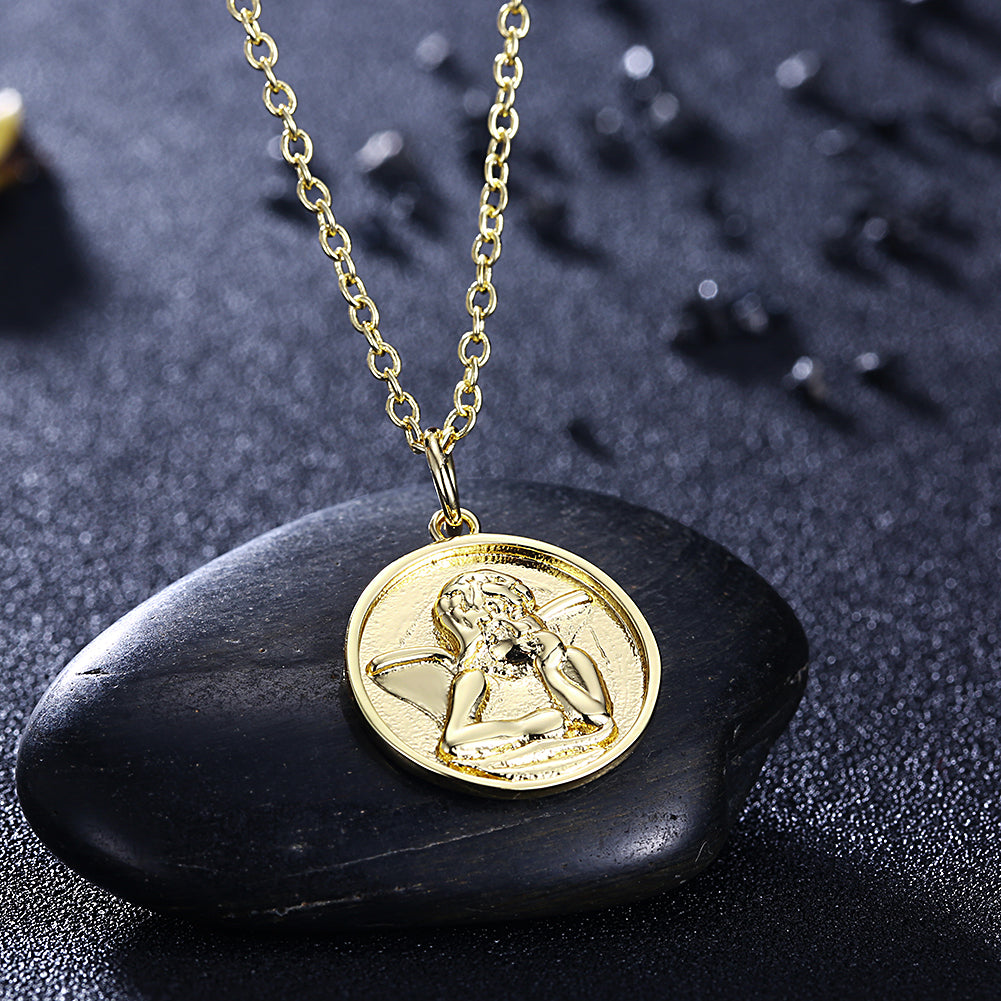 Circle Thinking Angel 18"-24" Adjustable Necklace in 18K Gold Plated, Necklace, Golden NYC Jewelry, Golden NYC Jewelry jewelryjewelry deals, swarovski crystal jewelry, groupon jewelry,, jewelry for mom,