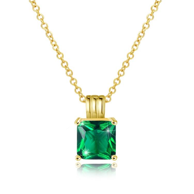 Swarovski Crystal Emerald Sqaure Necklace in 18K Gold Plated - Golden NYC Jewelry www.goldennycjewelry.com fashion jewelry for women