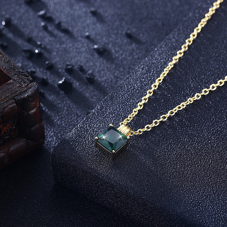 Swarovski Crystal Emerald Sqaure Necklace in 18K Gold Plated - Golden NYC Jewelry www.goldennycjewelry.com fashion jewelry for women