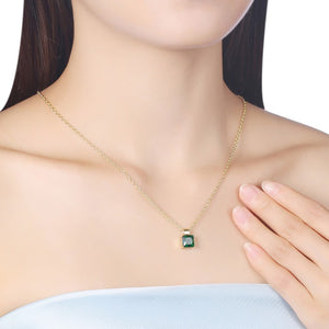 Swarovski Crystal Emerald Sqaure Necklace in 18K Gold Plated - Golden NYC Jewelry www.goldennycjewelry.com fashion jewelry for women