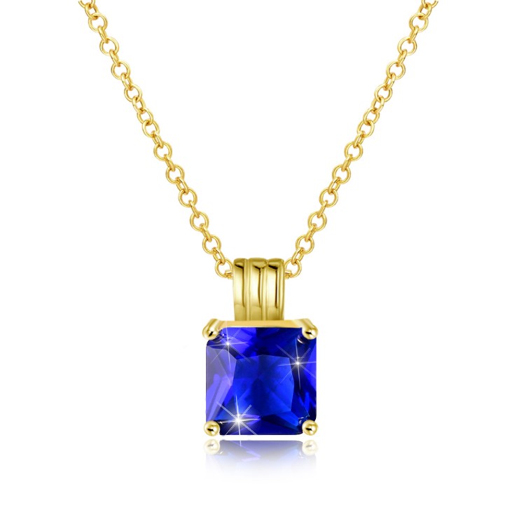 Swarovski Crystal Sapphire Sqaure Necklace in 18K Gold Plated - Golden NYC Jewelry www.goldennycjewelry.com fashion jewelry for women