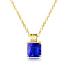 Sapphire Princess Cut Classic Necklace in 14K Gold Gemstone