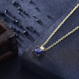 Swarovski Crystal Sapphire Sqaure Necklace in 18K Gold Plated - Golden NYC Jewelry www.goldennycjewelry.com fashion jewelry for women