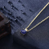 Sapphire Princess Cut Classic Necklace in 14K Gold Gemstone