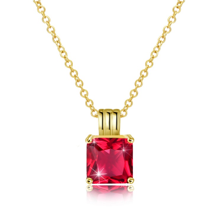 Swarovski Crystal Ruby Sqaure Necklace in 18K Gold Plated - Golden NYC Jewelry www.goldennycjewelry.com fashion jewelry for women
