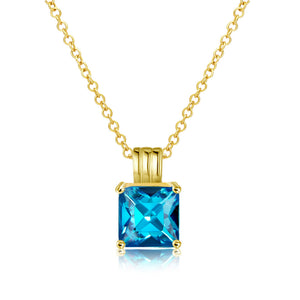 Aquamarine Princess Cut Classic Necklace in 14K Gold Gemstone, Necklaces, Golden NYC Jewelry, Golden NYC Jewelry  jewelryjewelry deals, swarovski crystal jewelry, groupon jewelry,, jewelry for mom,