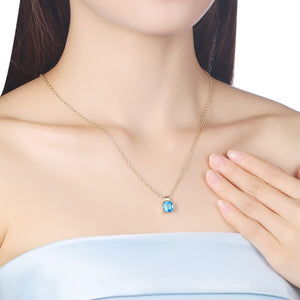 Swarovski Crystal Aquamarine Sqaure Necklace in 18K Gold Plated - Golden NYC Jewelry www.goldennycjewelry.com fashion jewelry for women