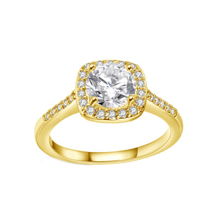18K White Gold Plated Crystal Halo Ring - 3 Colors Available