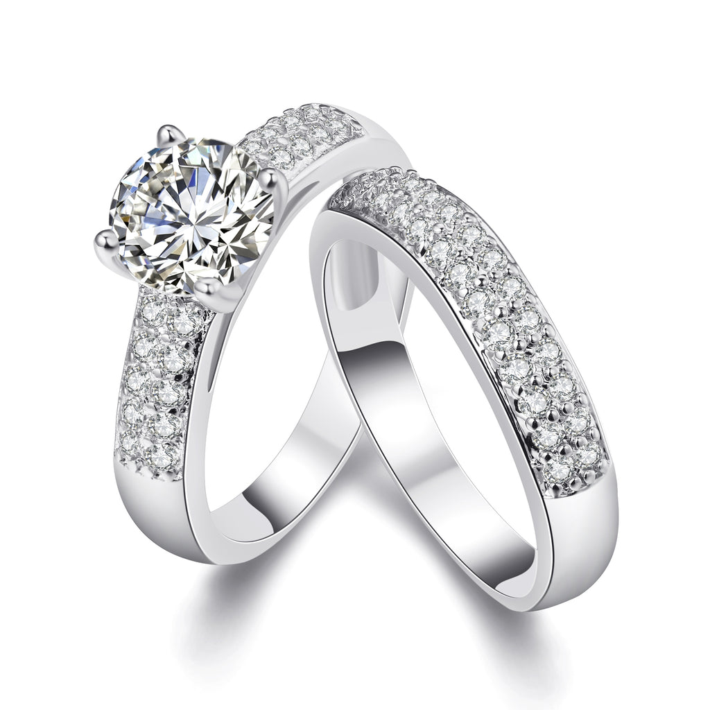 Austrian Elements Duo 14K White Gold Ring