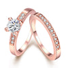 Austrian Elements Duo Classical 18K Rose Gold Ring