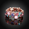 Rainbow Austrian Multi-Circular Ring in 18K Rose Gold