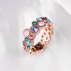 Rainbow Austrian Multi-Circular Ring in 18K Rose Gold