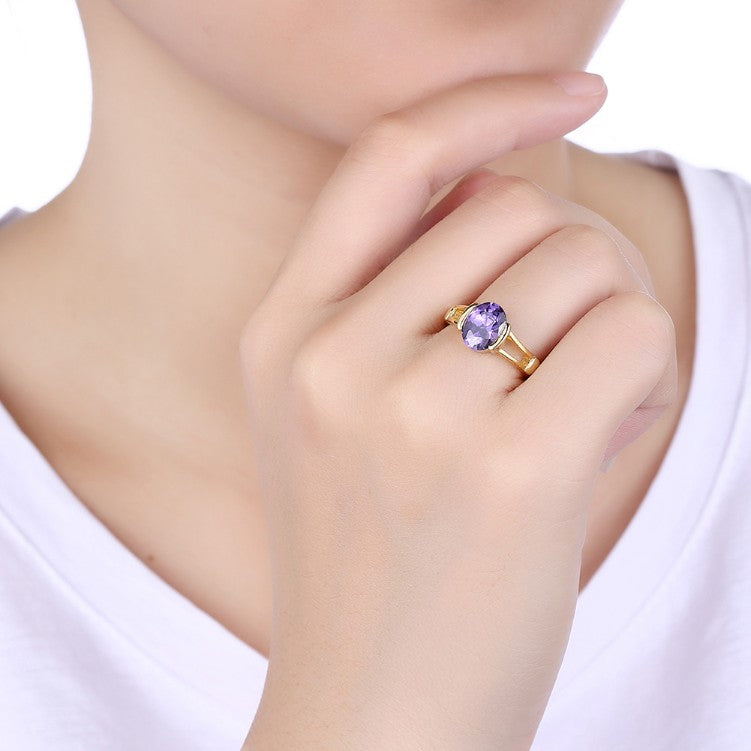 Tanzanite Classic Halo Cut Gold Ring - Golden NYC Jewelry www.goldennycjewelry.com fashion jewelry for women
