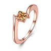 Orange Citrine Princess Cut Curved Rose Gold Ring