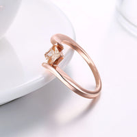 Orange Citrine Princess Cut Curved Rose Gold Ring