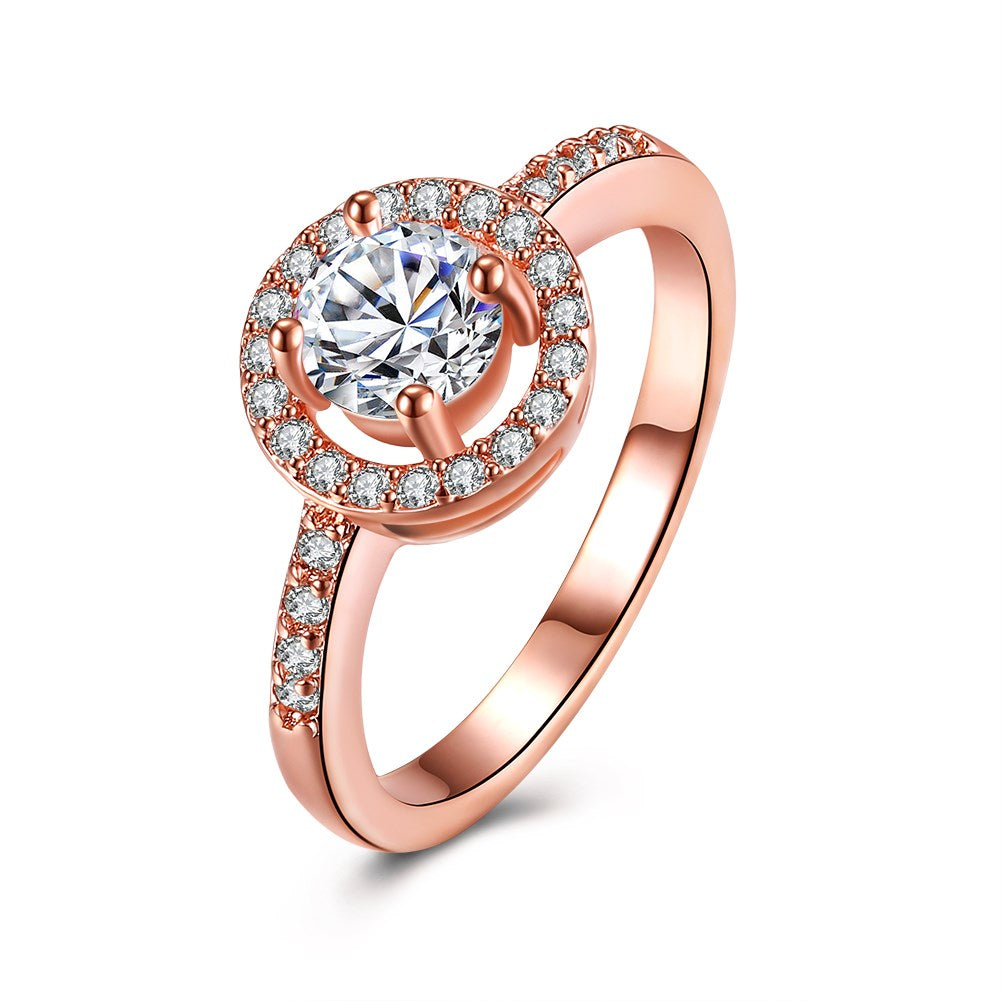 2.00 CT Circular Halo Pave in 18K Rose Gold Ring with Swarovski Crystals, , Golden NYC Jewelry, Golden NYC Jewelry  jewelryjewelry deals, swarovski crystal jewelry, groupon jewelry,, jewelry for mom,