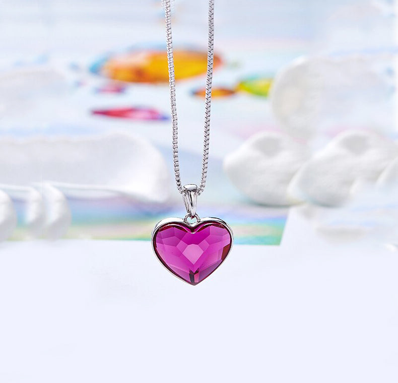 Austrian Crystals 3.44 CT Pink Topaz Heart  Necklace