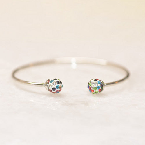 18K White Gold Rainbow Ball Open Bangle, , Golden NYC Jewelry, Golden NYC Jewelry jewelryjewelry deals, swarovski crystal jewelry, groupon jewelry,, jewelry for mom,