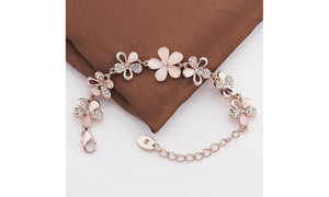 Pink Opal Mutli Floral Daisy Bracelet in 14K Rose Gold