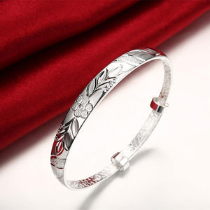 Silver Plated Adjustable Botanical Gardens Women's Bangle