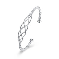 Silver Plated Intertwined Honeycomb Matrix Women's Bangle