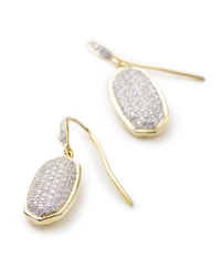 Swarovski Elements Dangling Micro-Pave Earrings in 18K Gold
