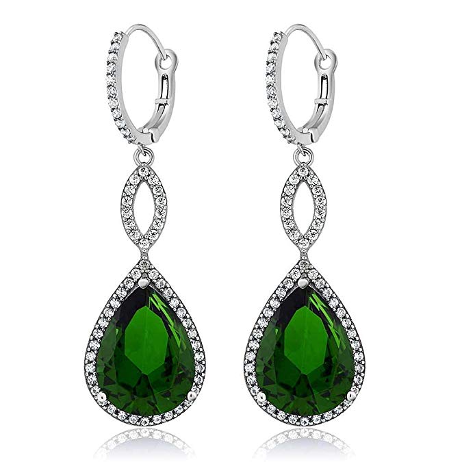 Emerald Pave Teardrop Infinity Drop Embellished with Swarovski Crystals in 18K White Gold Plated, Earring, Golden NYC Jewelry, Golden NYC Jewelry jewelryjewelry deals, swarovski crystal jewelry, groupon jewelry,, jewelry for mom,