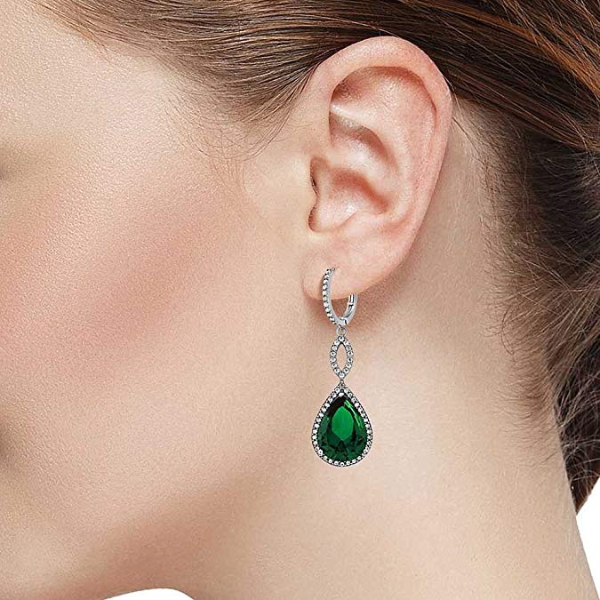 Emerald Pave Teardrop Infinity Drop Embellished with Swarovski Crystals in 18K White Gold Plated, Earring, Golden NYC Jewelry, Golden NYC Jewelry jewelryjewelry deals, swarovski crystal jewelry, groupon jewelry,, jewelry for mom,