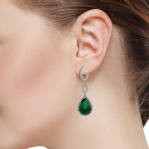 Emerald Pave Teardrop Infinity Drop Embellished with Swarovski Crystals in 18K White Gold Plated, Earring, Golden NYC Jewelry, Golden NYC Jewelry  jewelryjewelry deals, swarovski crystal jewelry, groupon jewelry,, jewelry for mom,