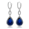 Sapphire Pave Drop Infinity Drop Embellished with Swarovski Crystals in 18K White Gold Plated