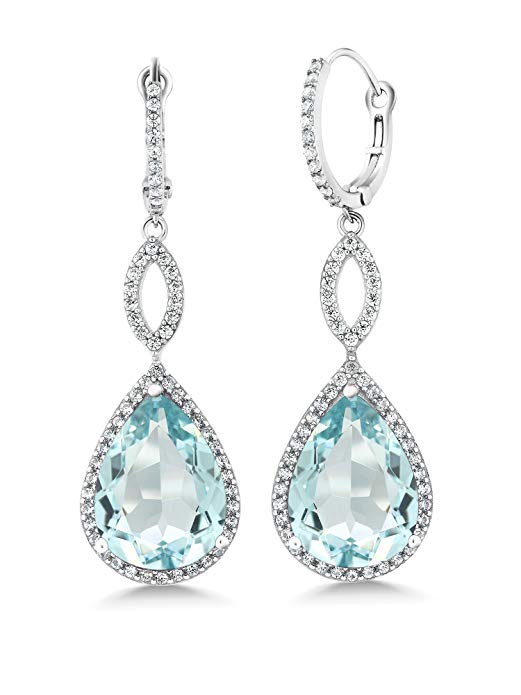 Blue Topaz Pave Teardrop Infinity Drop Embellished with Swarovski Crystals in 18K White Gold Plated, Earring, Golden NYC Jewelry, Golden NYC Jewelry  jewelryjewelry deals, swarovski crystal jewelry, groupon jewelry,, jewelry for mom,