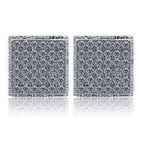 Pave Square Stud Earring Embellished with Swarovski Crystals in 18K White Gold Plated