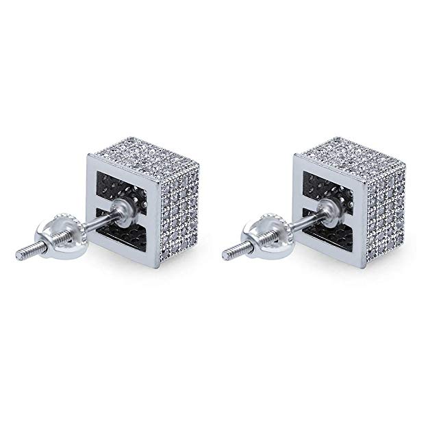 3D Cubed White Swarovski Elements Stud Earrings in 18K White Gold, , Golden NYC Jewelry, Golden NYC Jewelry jewelryjewelry deals, swarovski crystal jewelry, groupon jewelry,, jewelry for mom,