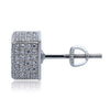 Pave Square Stud Earring Embellished with Swarovski Crystals in 18K White Gold Plated