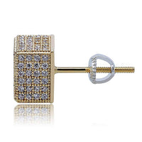 Pave Square Stud Earring Embellished with Swarovski Crystals in 18K Gold Plated