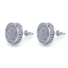 Pave Disc Stud Earring Embellished with Austrian Crystals in 18K White Gold Plated
