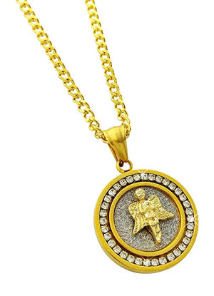 Pave Angel Necklace Embellished with Crystals in 18K Gold Plated