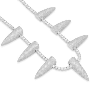 Pave Spike Necklace Embellished with Austrian Crystals in 18K White Gold Plated