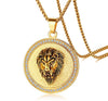 King of the Jungle Lion Pendant Medallion Necklace in 18K Gold Plated