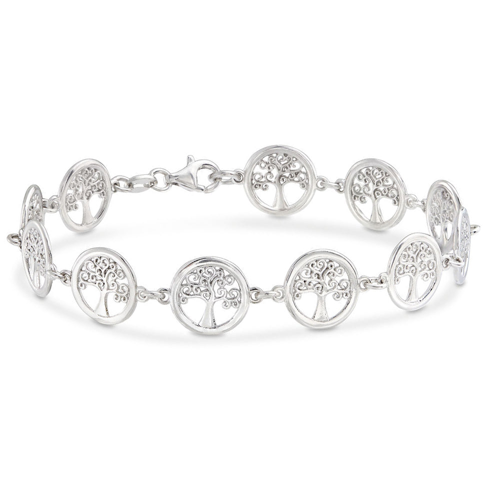 18K White Gold Plated Tree of Life Circular Design Classic Bracelet, , Golden NYC Jewelry, Golden NYC Jewelry jewelryjewelry deals, swarovski crystal jewelry, groupon jewelry,, jewelry for mom,