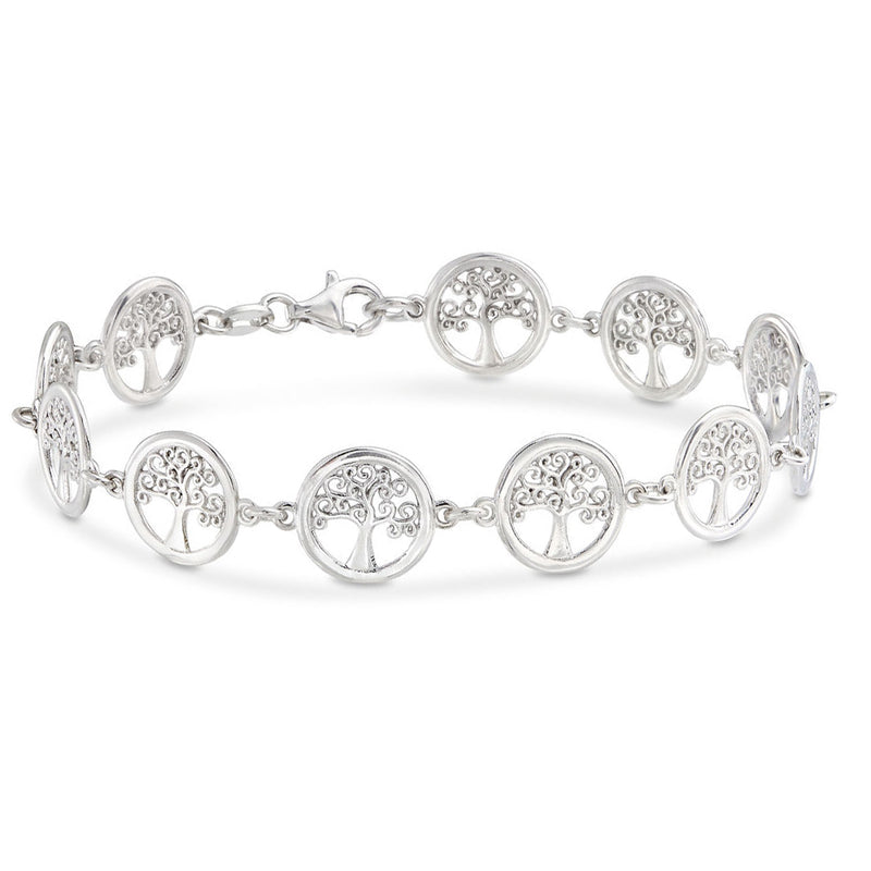 18K White Gold Plated Tree of Life Circular Design Classic Bracelet, , Golden NYC Jewelry, Golden NYC Jewelry jewelryjewelry deals, swarovski crystal jewelry, groupon jewelry,, jewelry for mom,