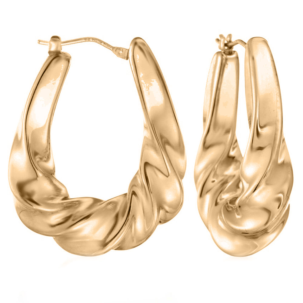Twist French Lock Hoop Earringin 18K Gold Plated