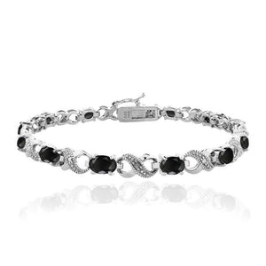 Vivid Austrian Oval Cut Multi-Stoned Infinity Design Silver Plated Bracelet - Multiple Options