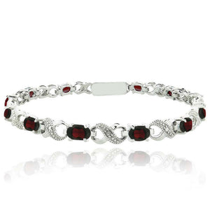 Oval Cut 6.00 CTTW Gemstone Infinity Shaped Bracelet in 18K White Gold Plating - 5 Options