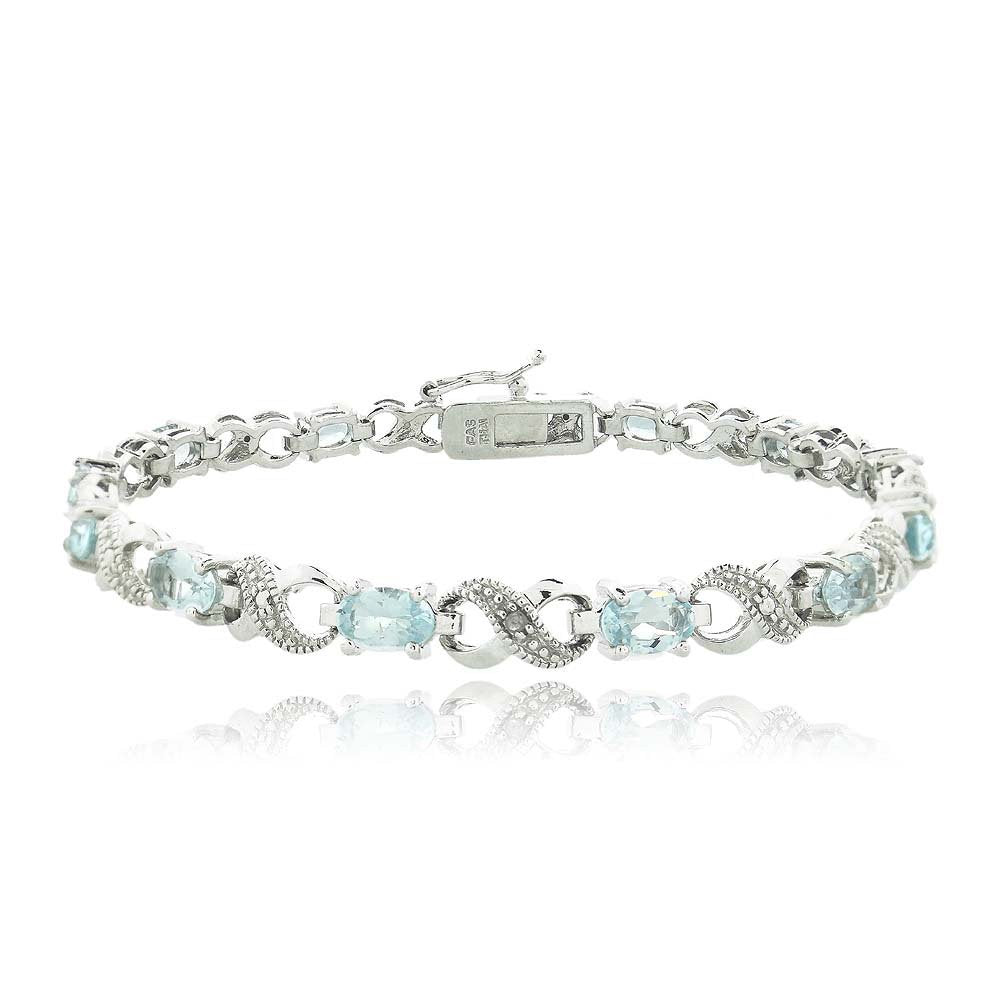 10.00 CT Genuine Blue Topaz Infinity Bracelet Embellished with Swarovski Crystals in 18K White Gold Plated, Bracelet, Golden NYC Jewelry, Golden NYC Jewelry jewelryjewelry deals, swarovski crystal jewelry, groupon jewelry,, jewelry for mom,
