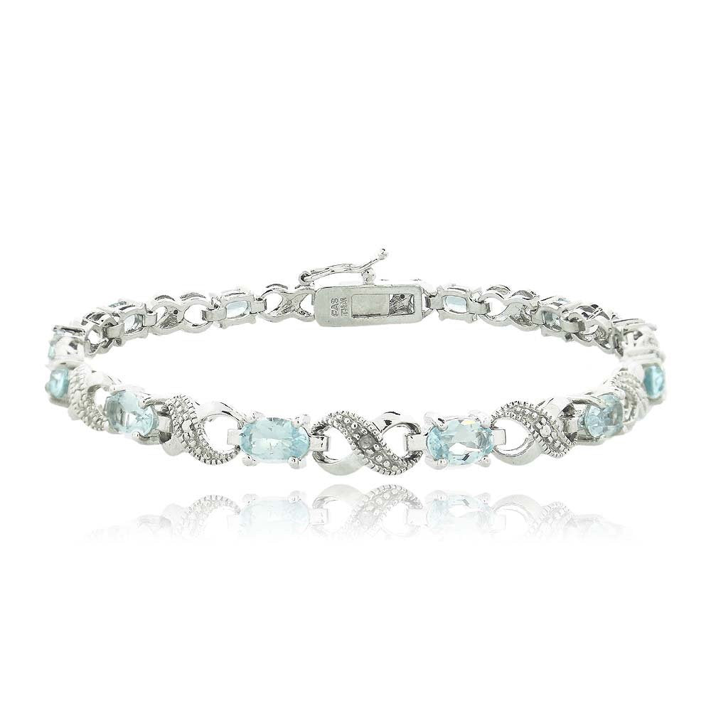 10.00 CT Genuine Blue Topaz Infinity Bracelet Embellished with Swarovski Crystals in 18K White Gold Plated, Bracelet, Golden NYC Jewelry, Golden NYC Jewelry  jewelryjewelry deals, swarovski crystal jewelry, groupon jewelry,, jewelry for mom,