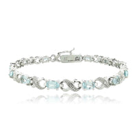 Oval Cut 6.00 CTTW Gemstone Infinity Shaped Bracelet in 18K White Gold Plating - 5 Options