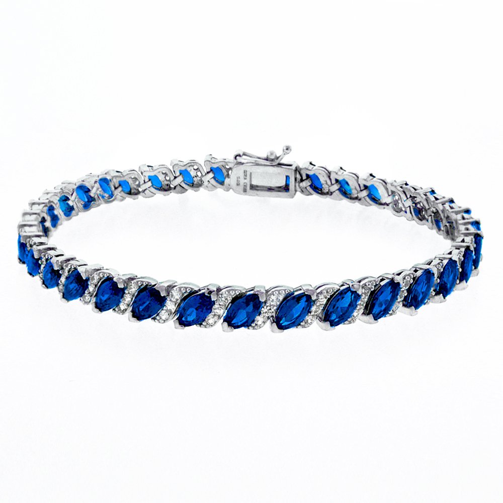 20.00 CT Genuine Sapphire Vine Bracelet Embellished with Swarovski Crystals in 18K White Gold Plated, Bracelet, Golden NYC Jewelry, Golden NYC Jewelry jewelryjewelry deals, swarovski crystal jewelry, groupon jewelry,, jewelry for mom,